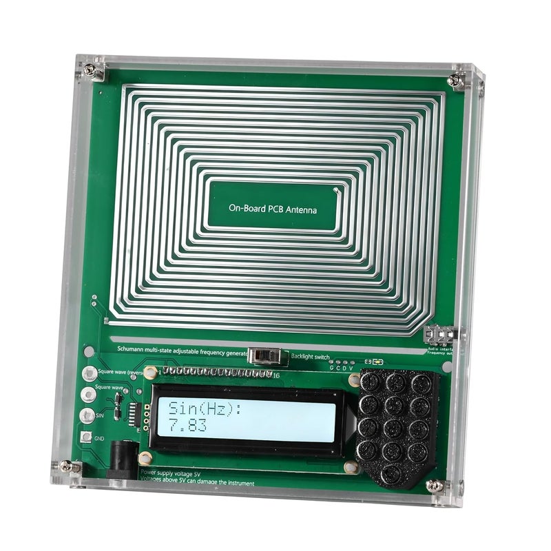 DEANFINN 0.01Hz-20kHz Adjustable Schumann Resonance Generator, Schumann Sound Frequency Generator with Acrylic Case for Stress Relief, Relaxation, Sinusoidal□ Wave, USB Powered, 5.9''*5.5'' - Image 1